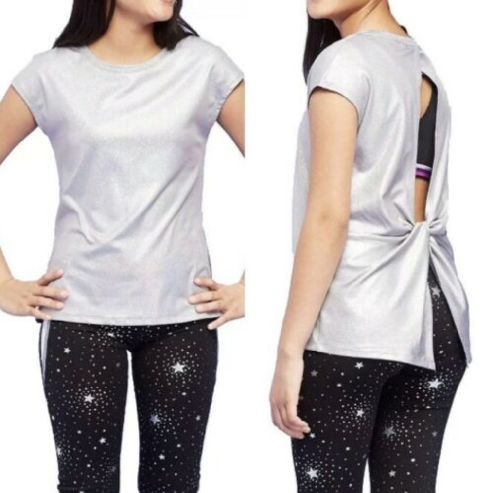 Girls Metallic Open Back Top